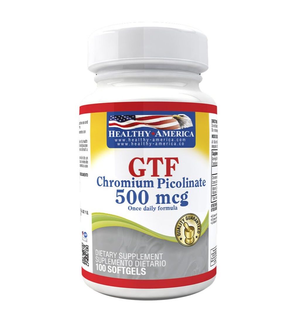Healthy America | GTF Chromium Picolinate 500mcg | Alimentos Sostenibles